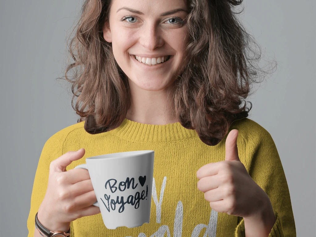 Mug mockup in the hands of a woman