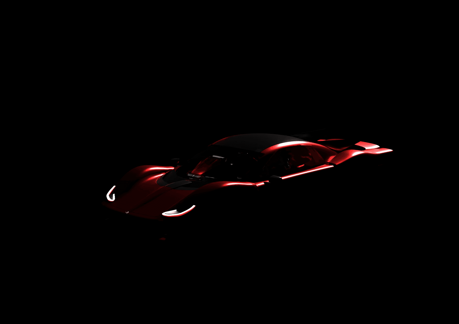 Red supercar in shadow Boutin Belharra