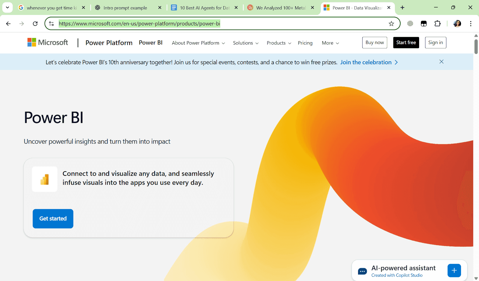 Microsoft Power BI home page