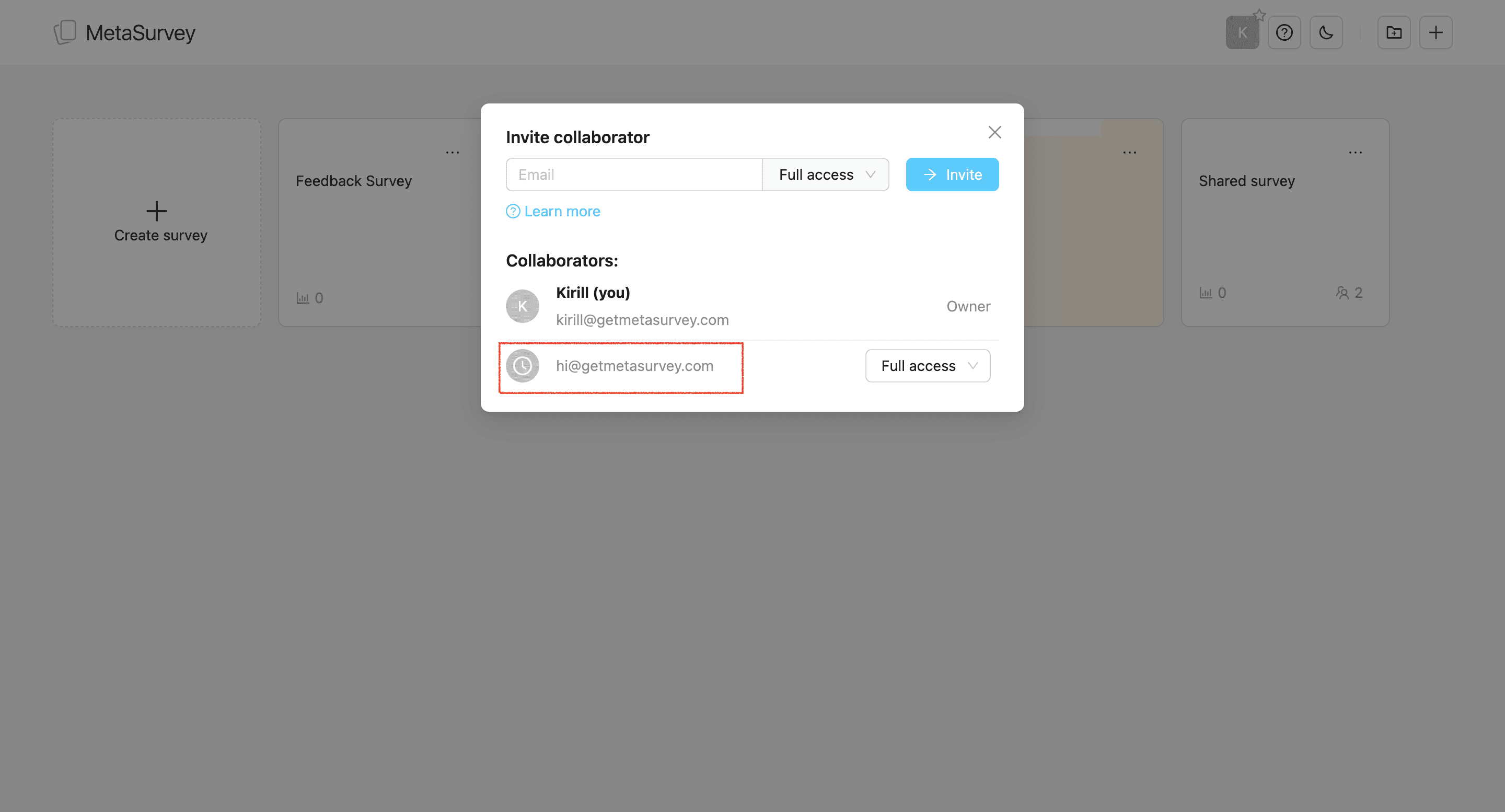 Collaboarator invited