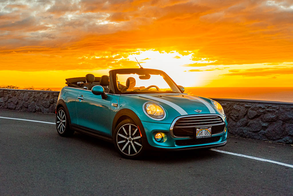 Teal Mini Cooper For Rent In Kona Big Island Hawaii