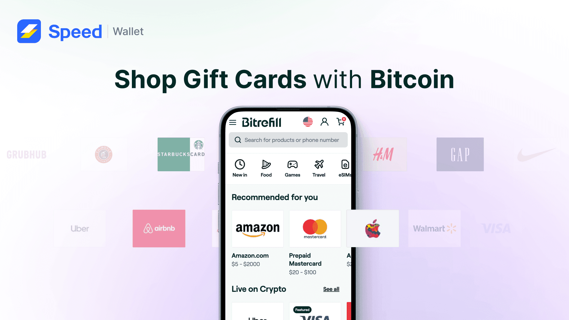 Shop Using Bitcoin: Buy Gift Cards for 1000+ Brands From Speed Wallet