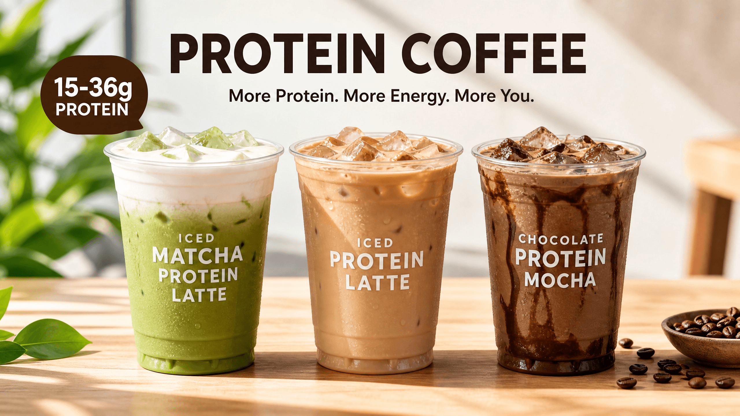 Protein coffee made with Jinyi egg white protein powder, delivering 15–36g of protein per cup