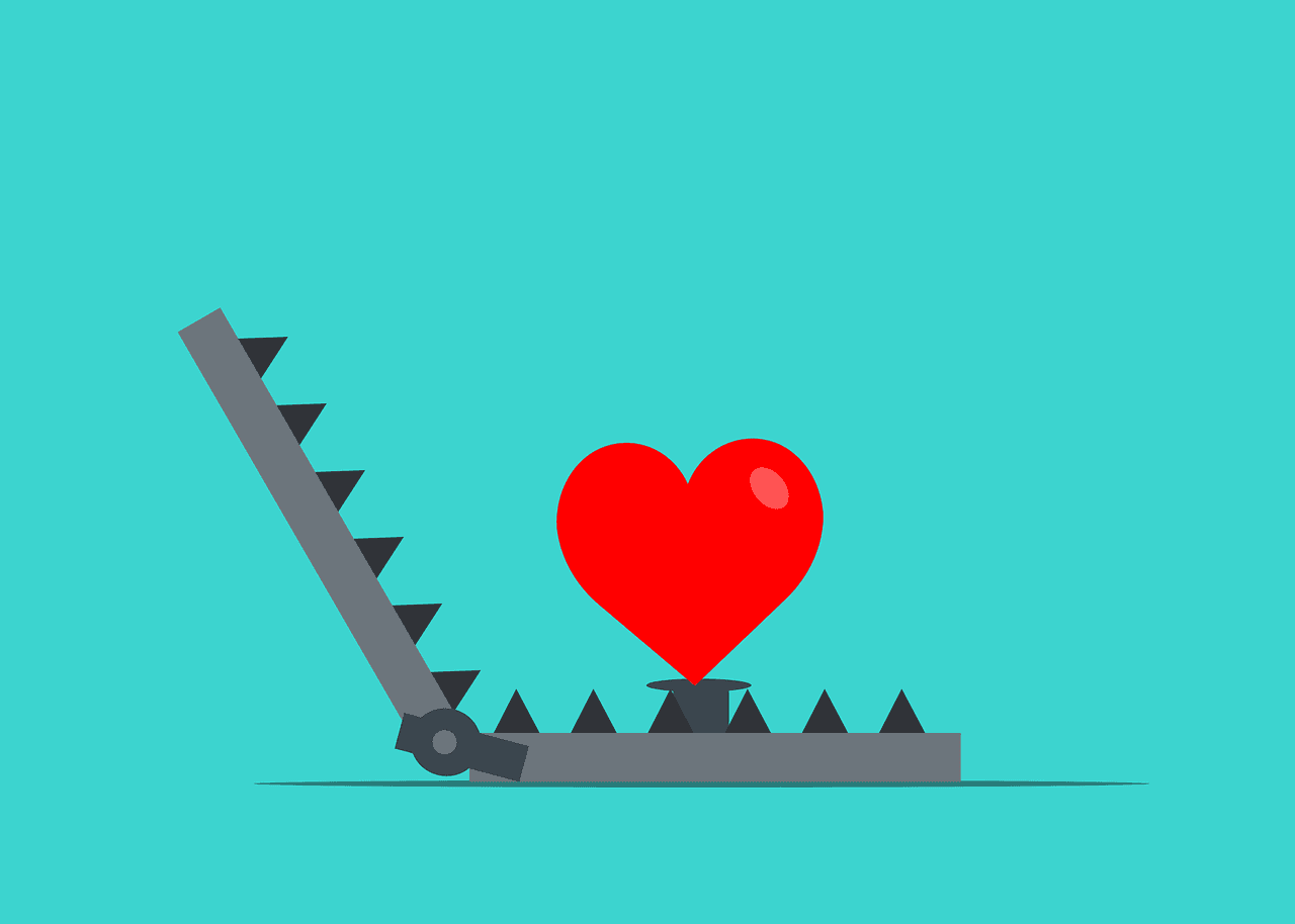 A love heart inside a bear trap