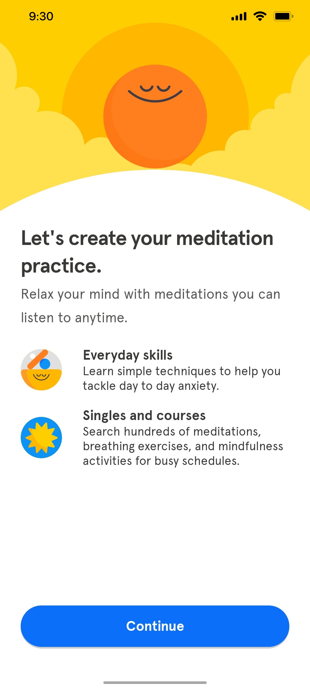 Headspace create meditation screen
