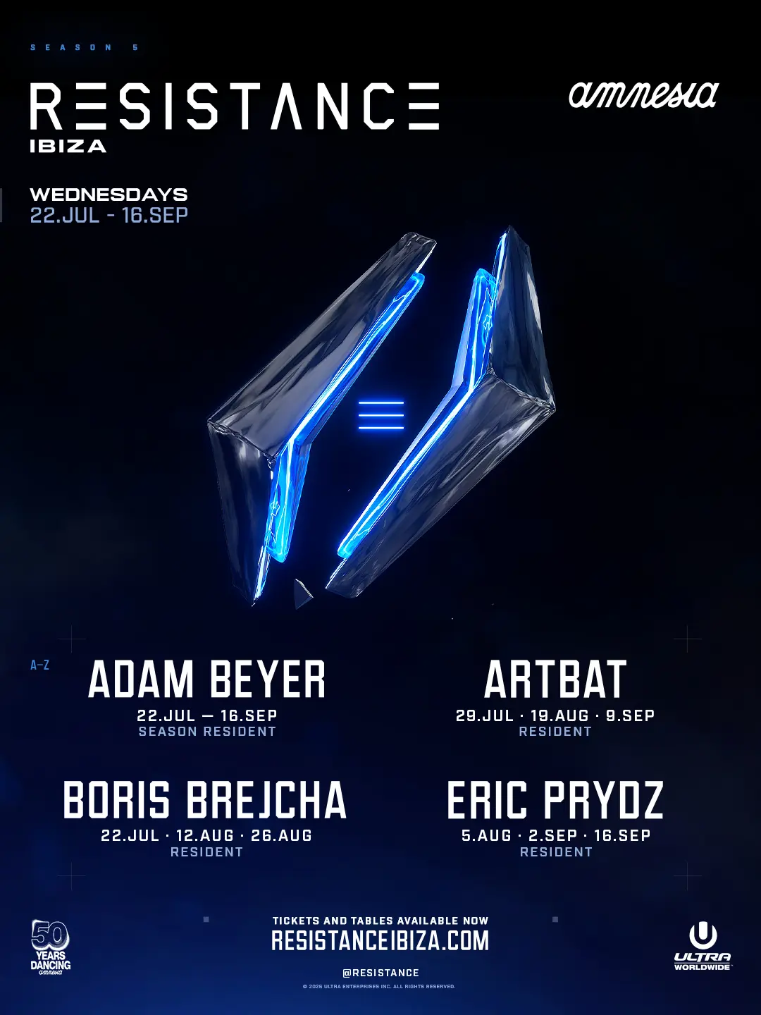 RESISTANCE Ibiza 2026 residency at Amnesia Ibiza poster