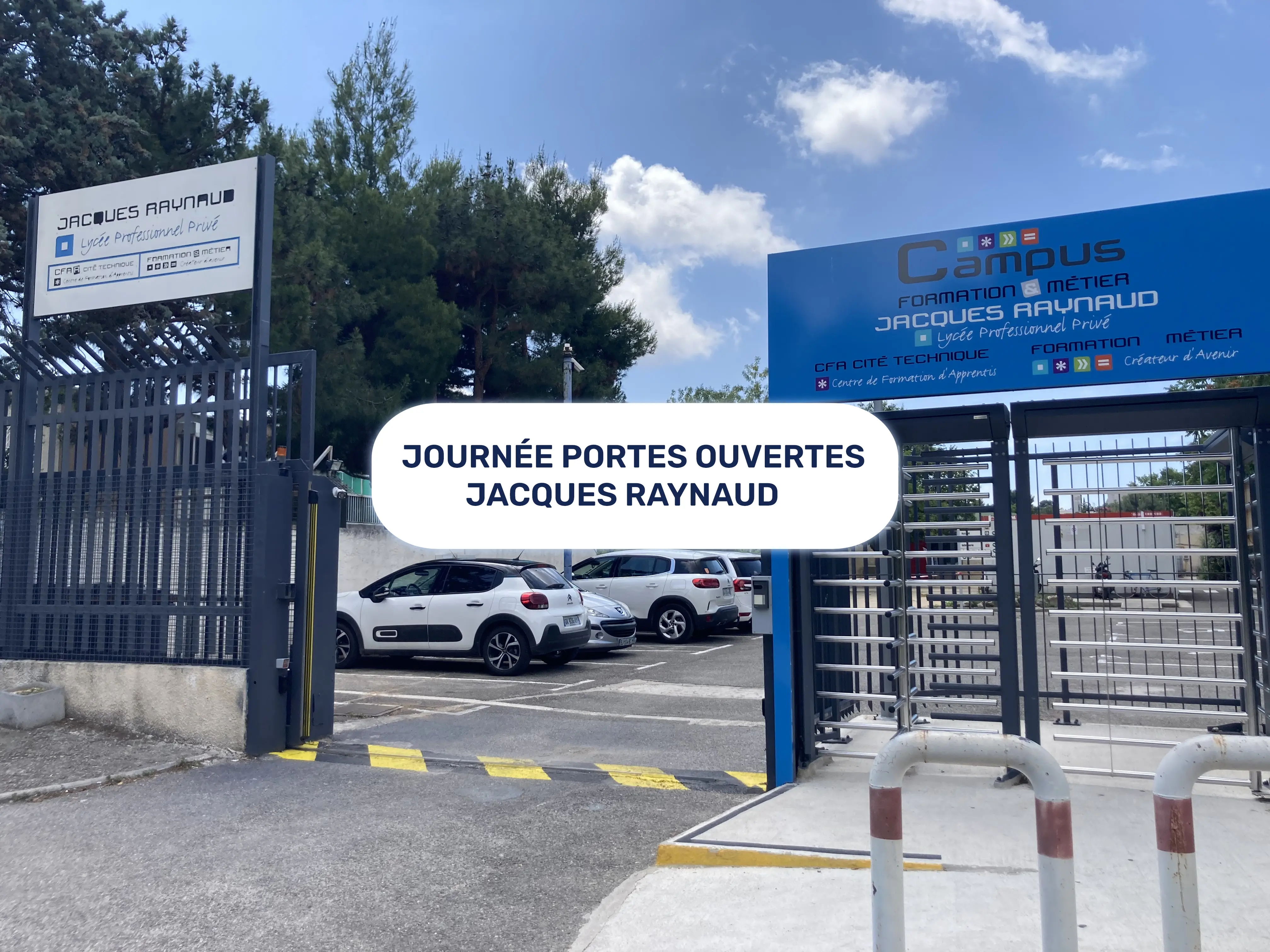 photo extérieur du lycée professionnel jacques raynaud durant sa journée portes ouvertes