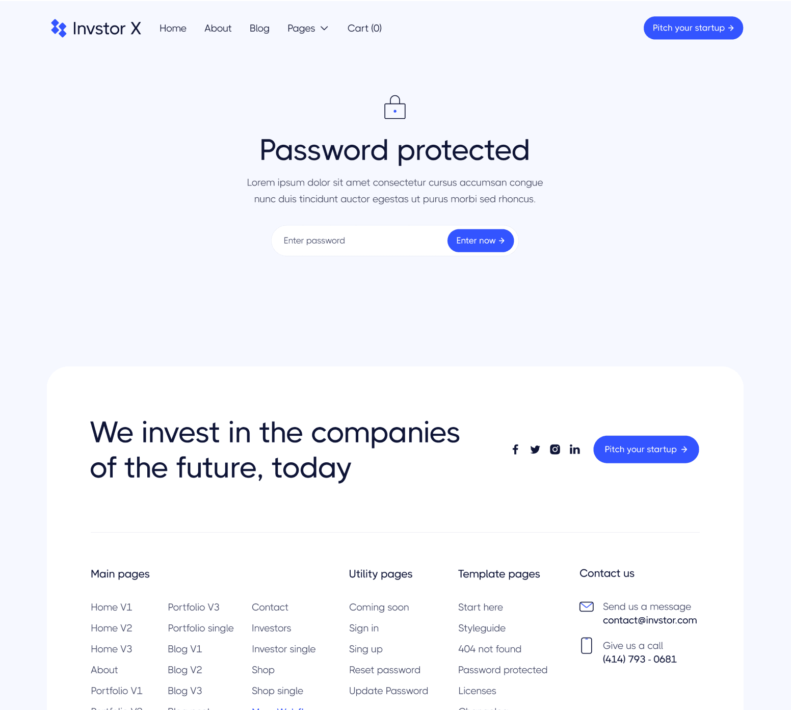 Invstor X - Password Protected Utility Page - Investment Firm Framer Template