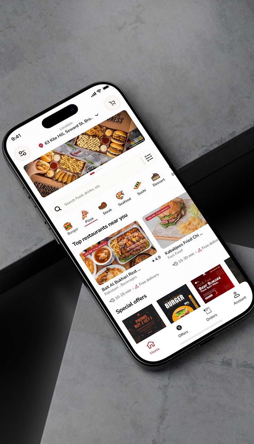 Grabbb - Food Delivery App - Mockup - Mobile