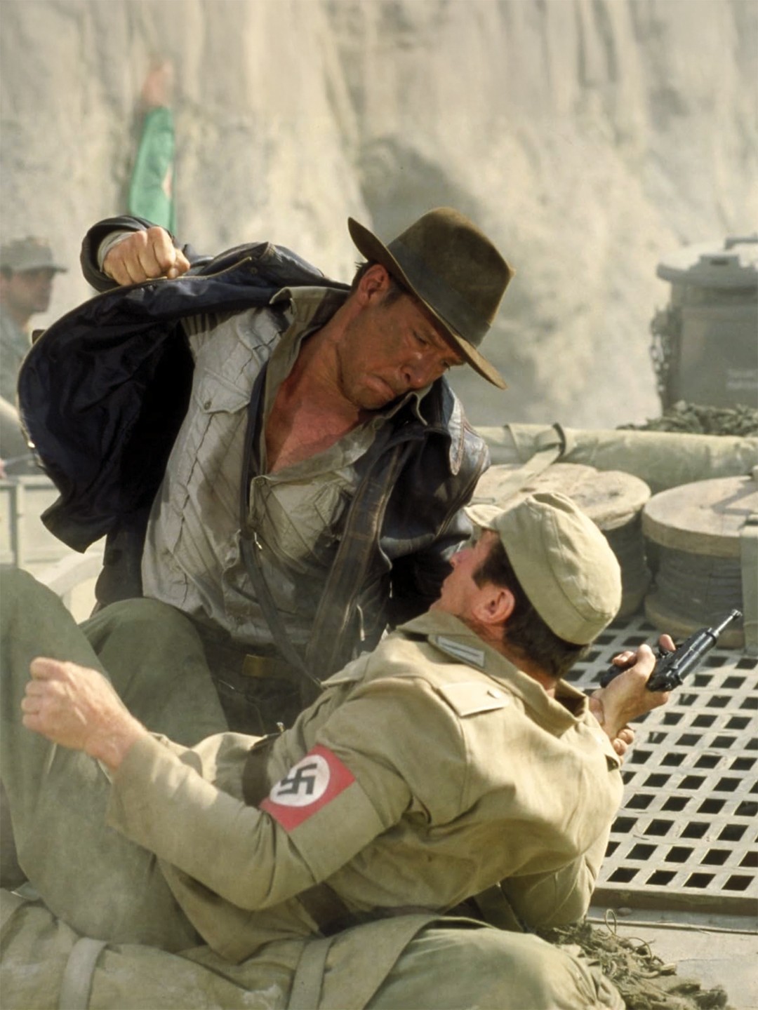 Abstract streaks of orange and blue light