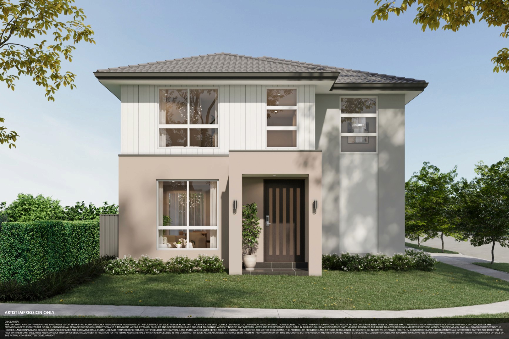 Dual-occupancy home at 226 Grange Avenue Marsden Park with timber façade and landscaped front yard.