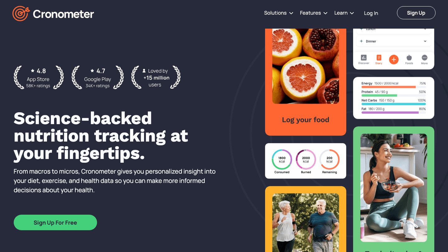 Cronometer nutrition tracker website