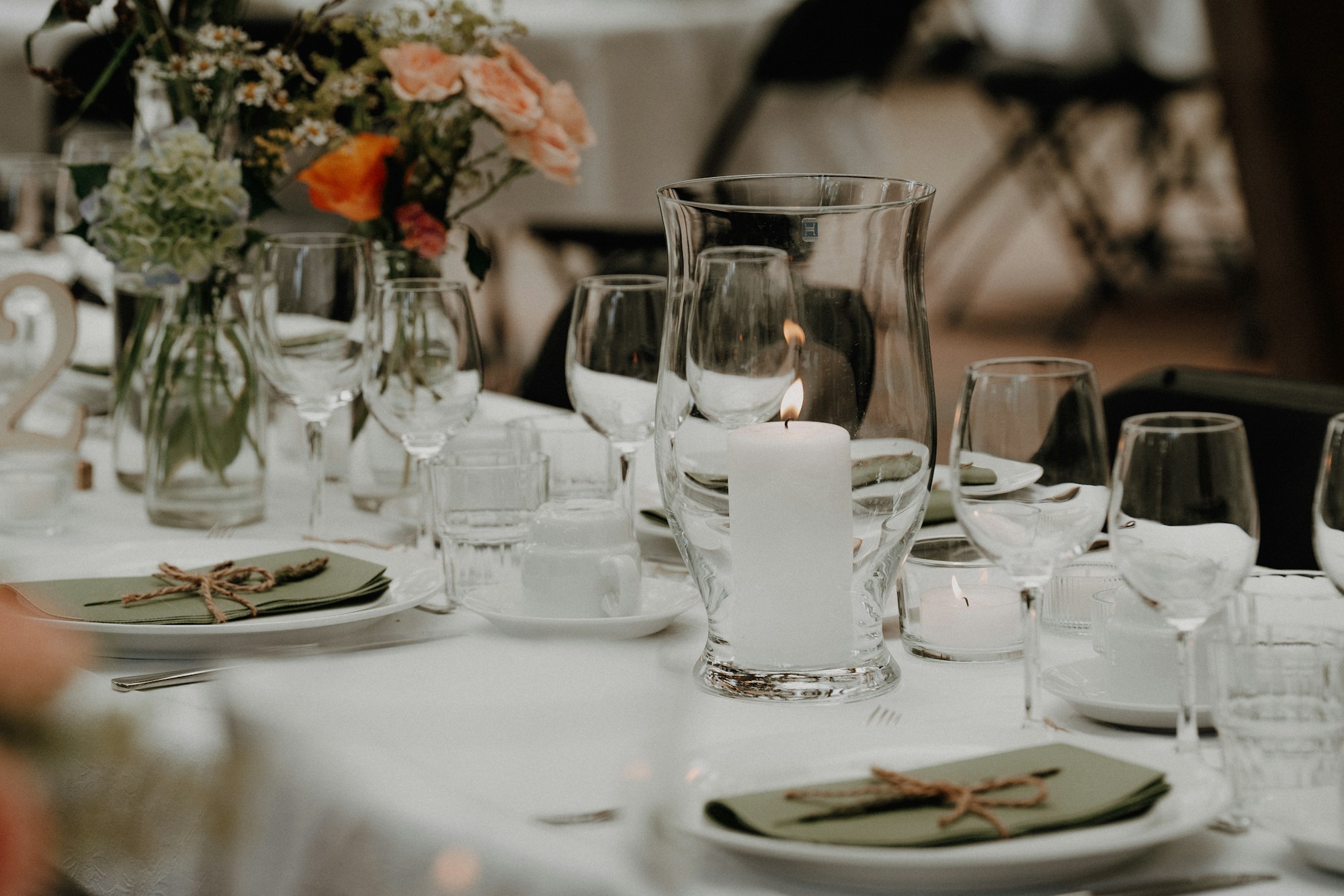 A candlelit reception table