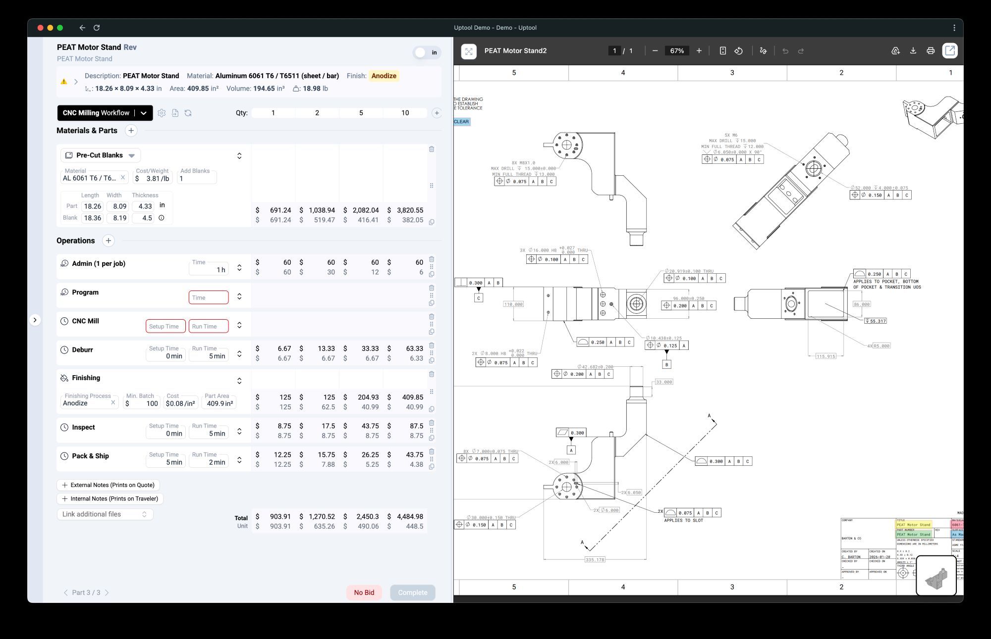 Uptool Estimate Part