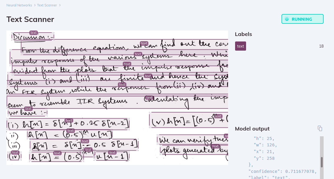 Text scanned using V7 Text Scanner with "text" label and output code.