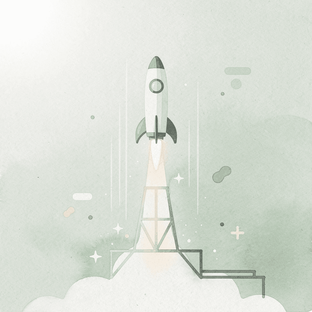 Scene illustration of a product launching upward, representing the appeal of starting to sell on Amazon