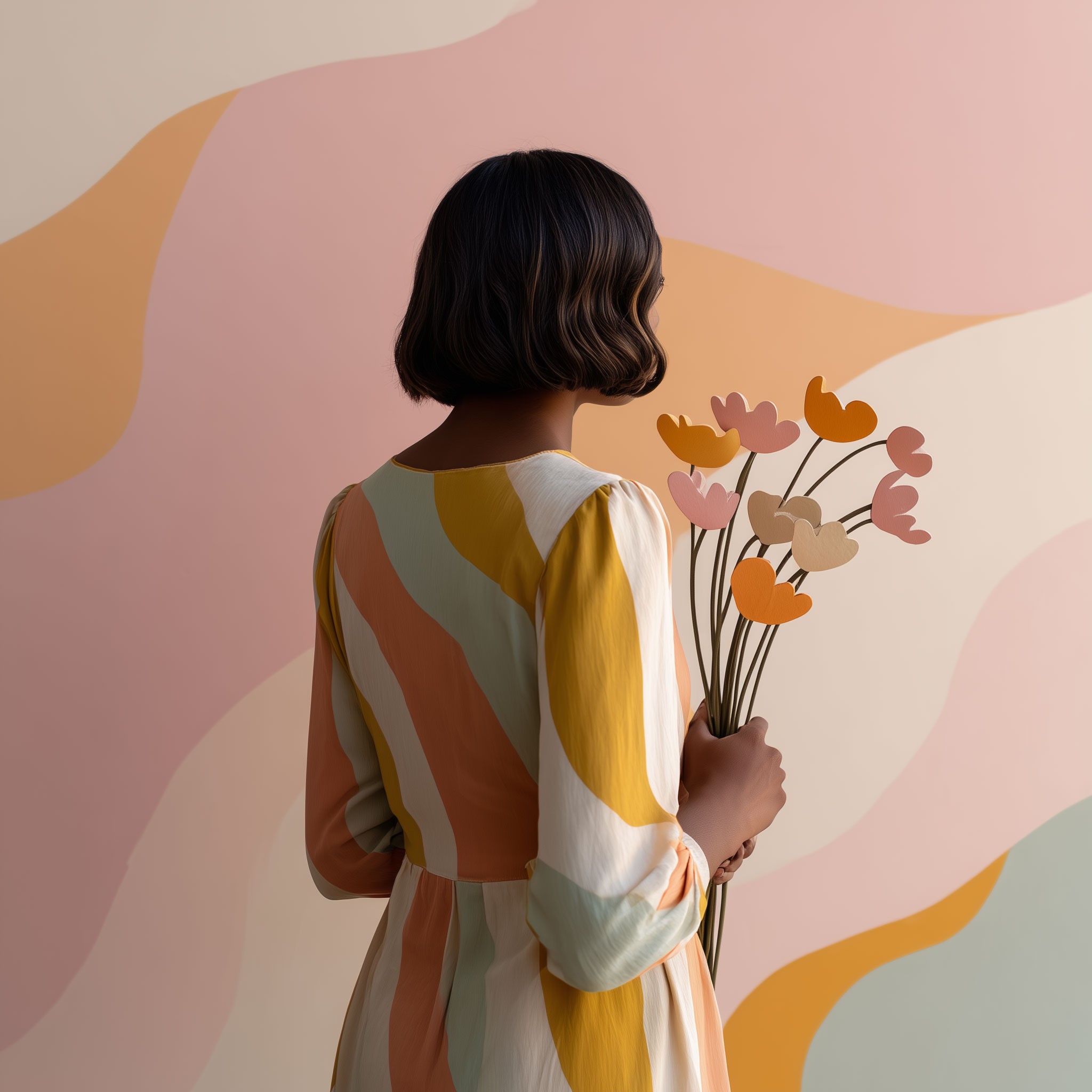 Floral box delivery set on studio floor.