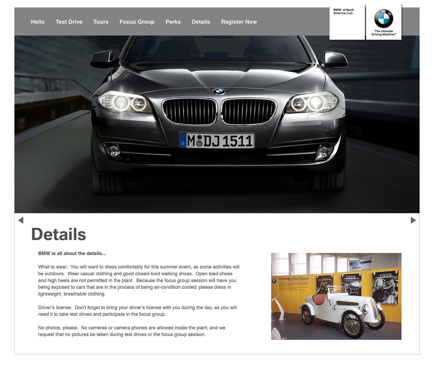 BMW USA Cool Down Focus Group Website