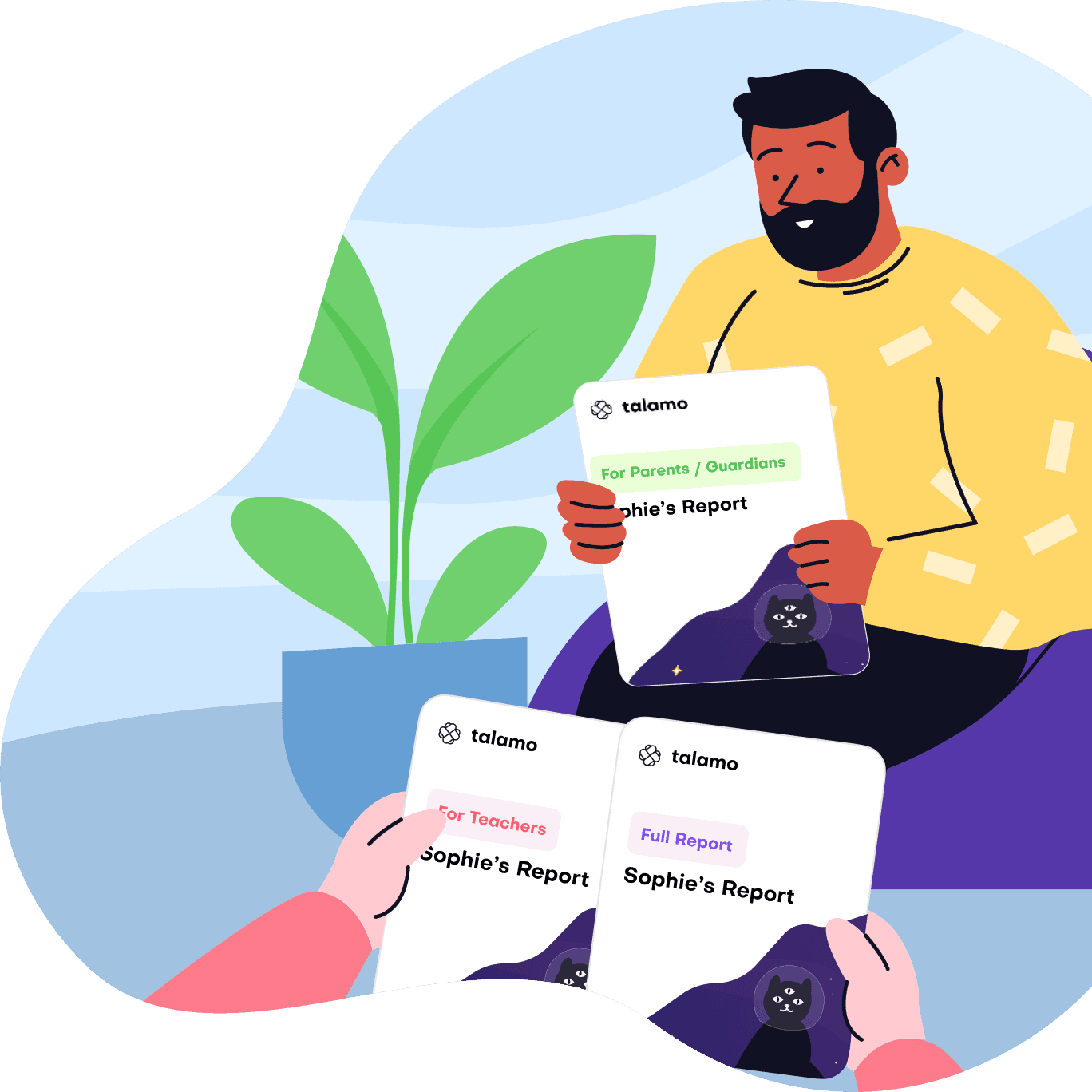 teacher sharing tailored report with parents