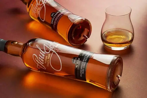 Paul John Indian single malt whisky product shot representing luxury public relations and PR storytelling by Bold & Beyond