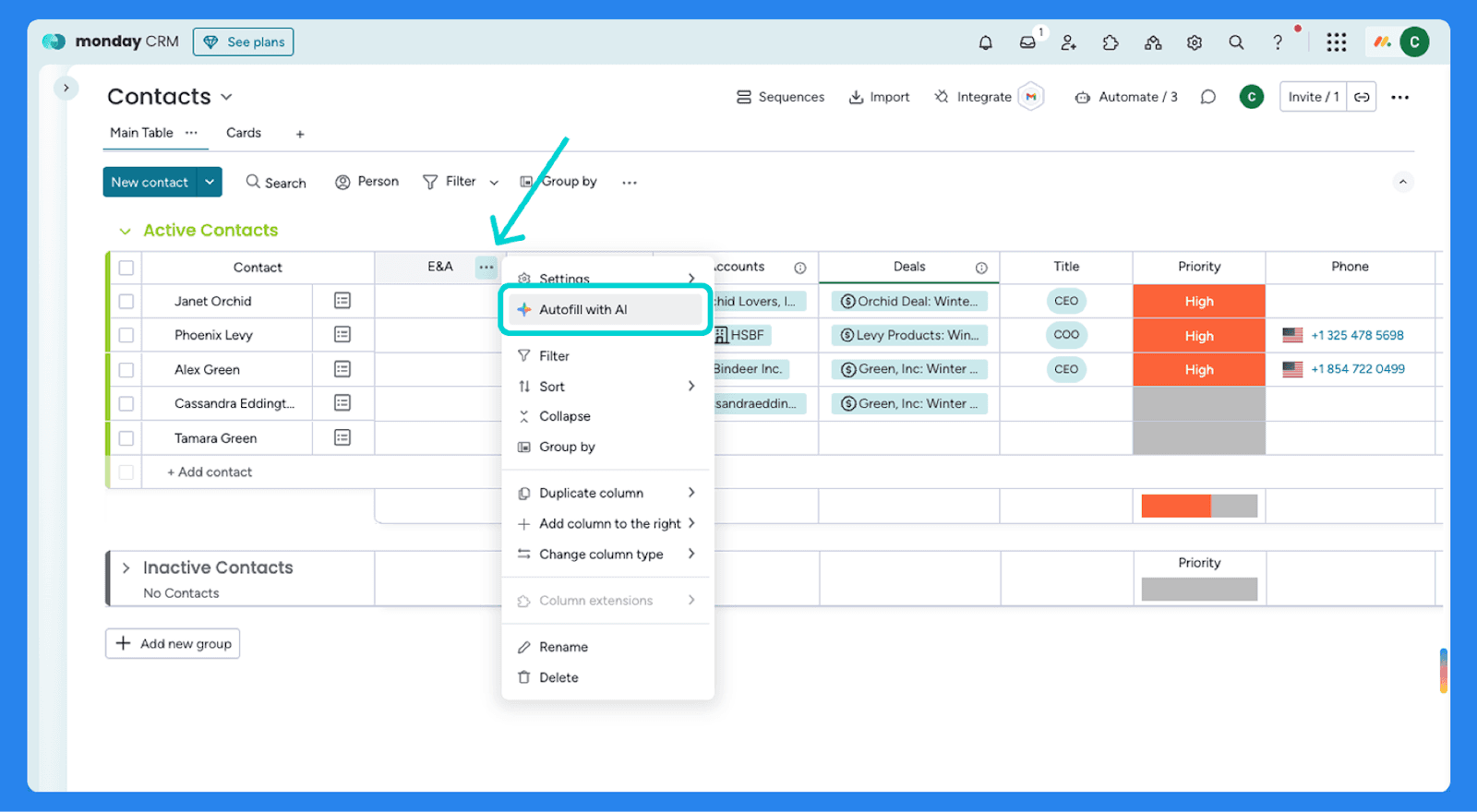 Key Features of Monday CRM: AI Features