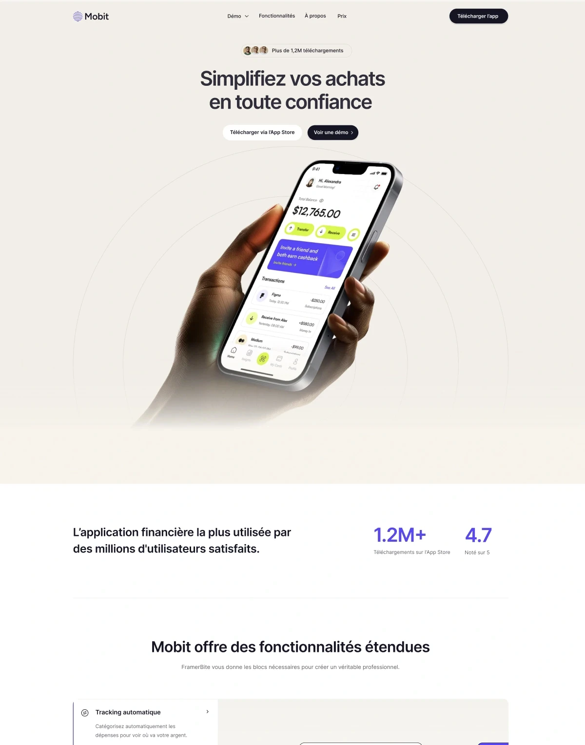 Maquette site web Projet Agence Framer App banque