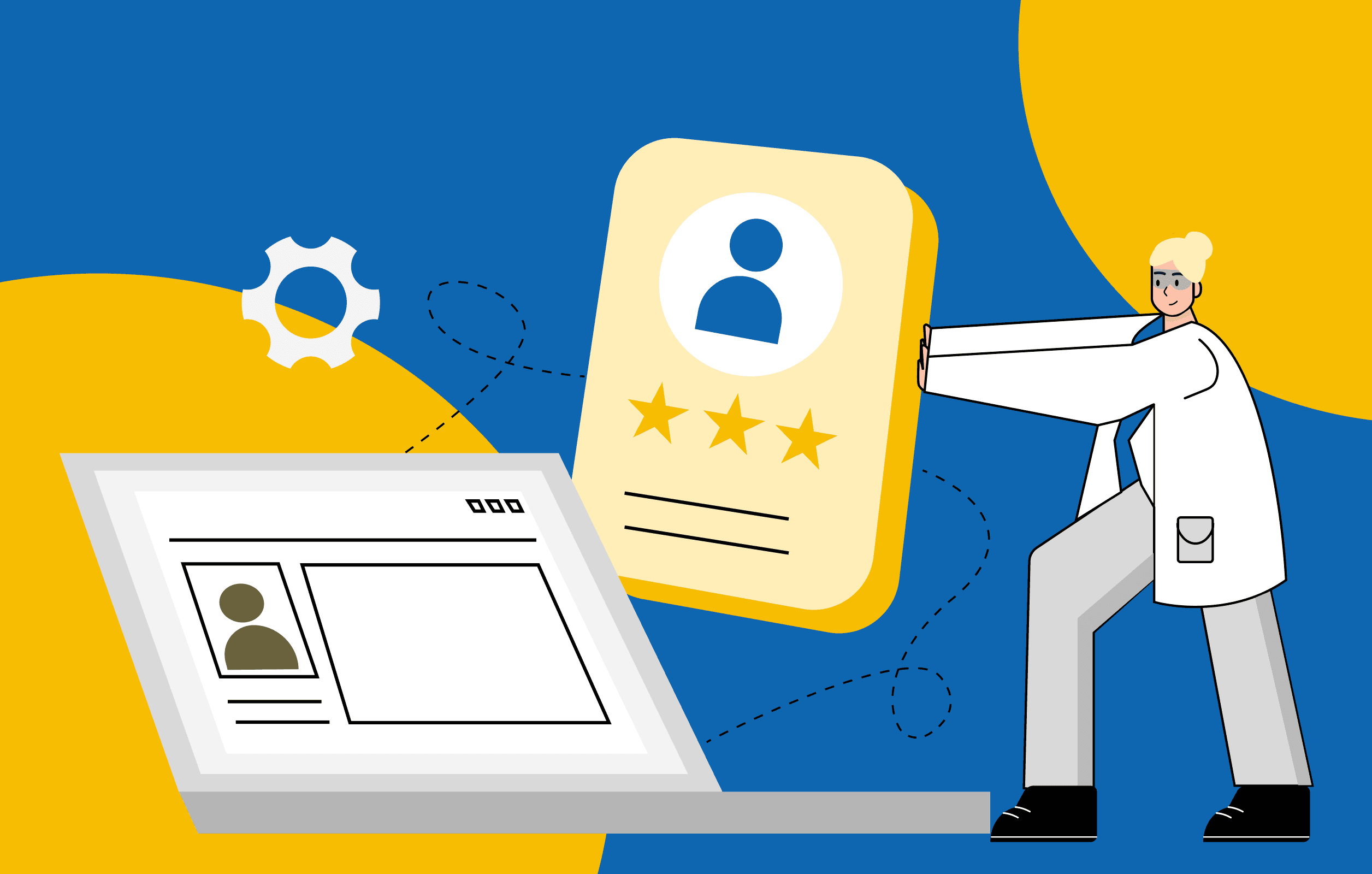 Illustration representing a B2B enablement and systems service, focused on operational tools, user systems, and process support.