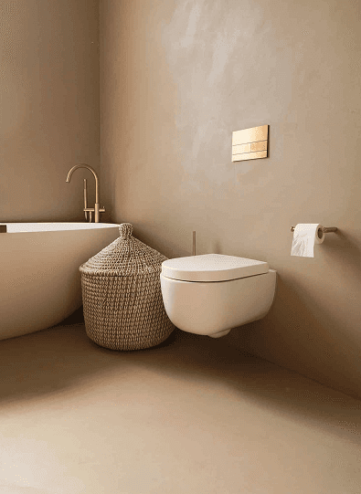 badkamer met beige tintent ibiza stijl