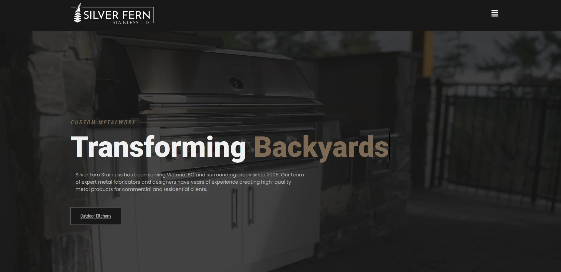Homepage screenshot of Silver Fern Stainless