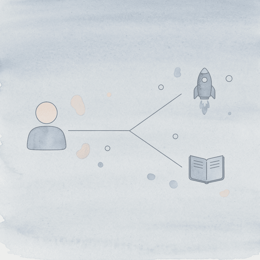 Icon showing a single path splitting into two outcomes