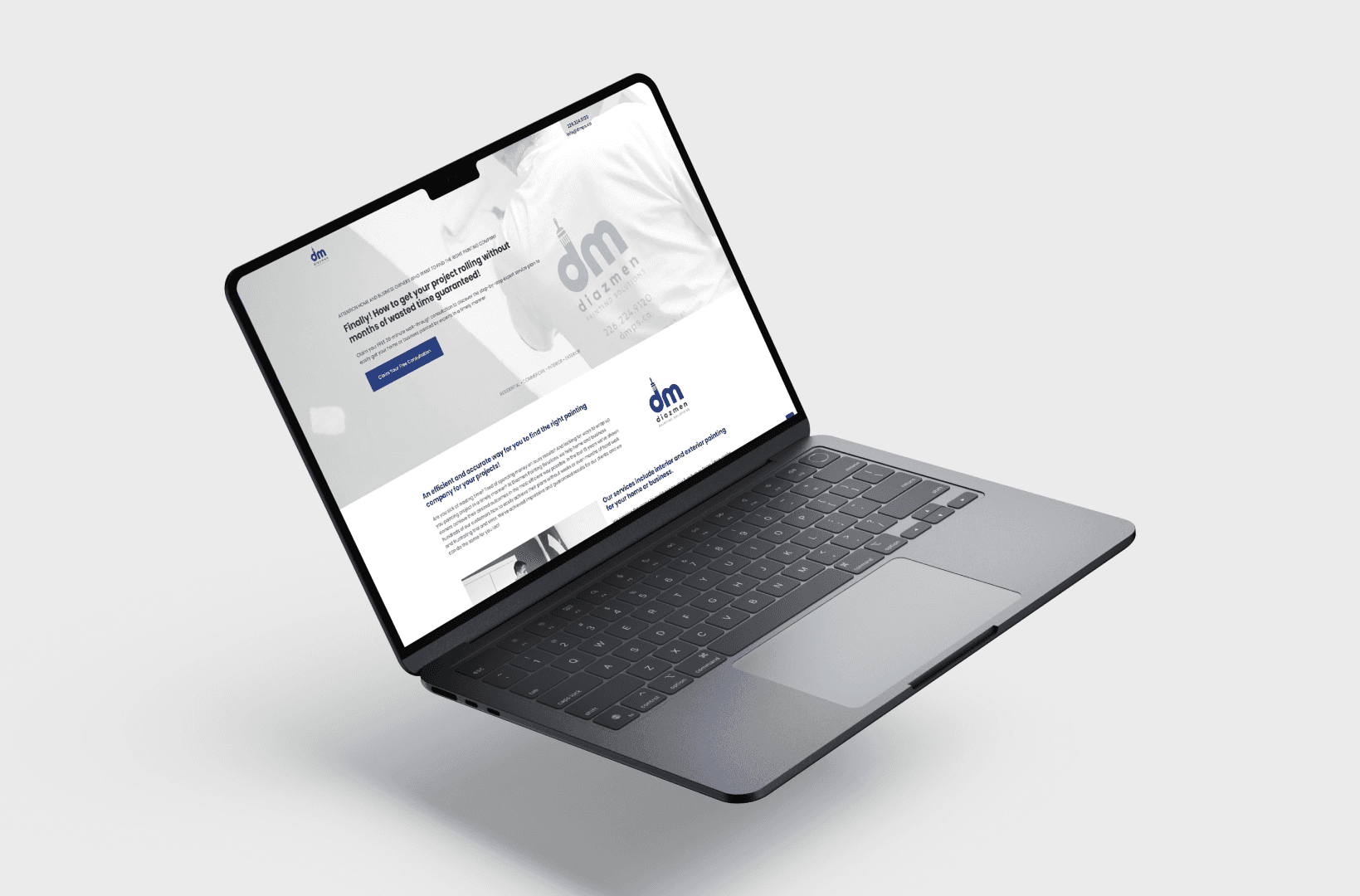 a mockup of a laptop displaying a website