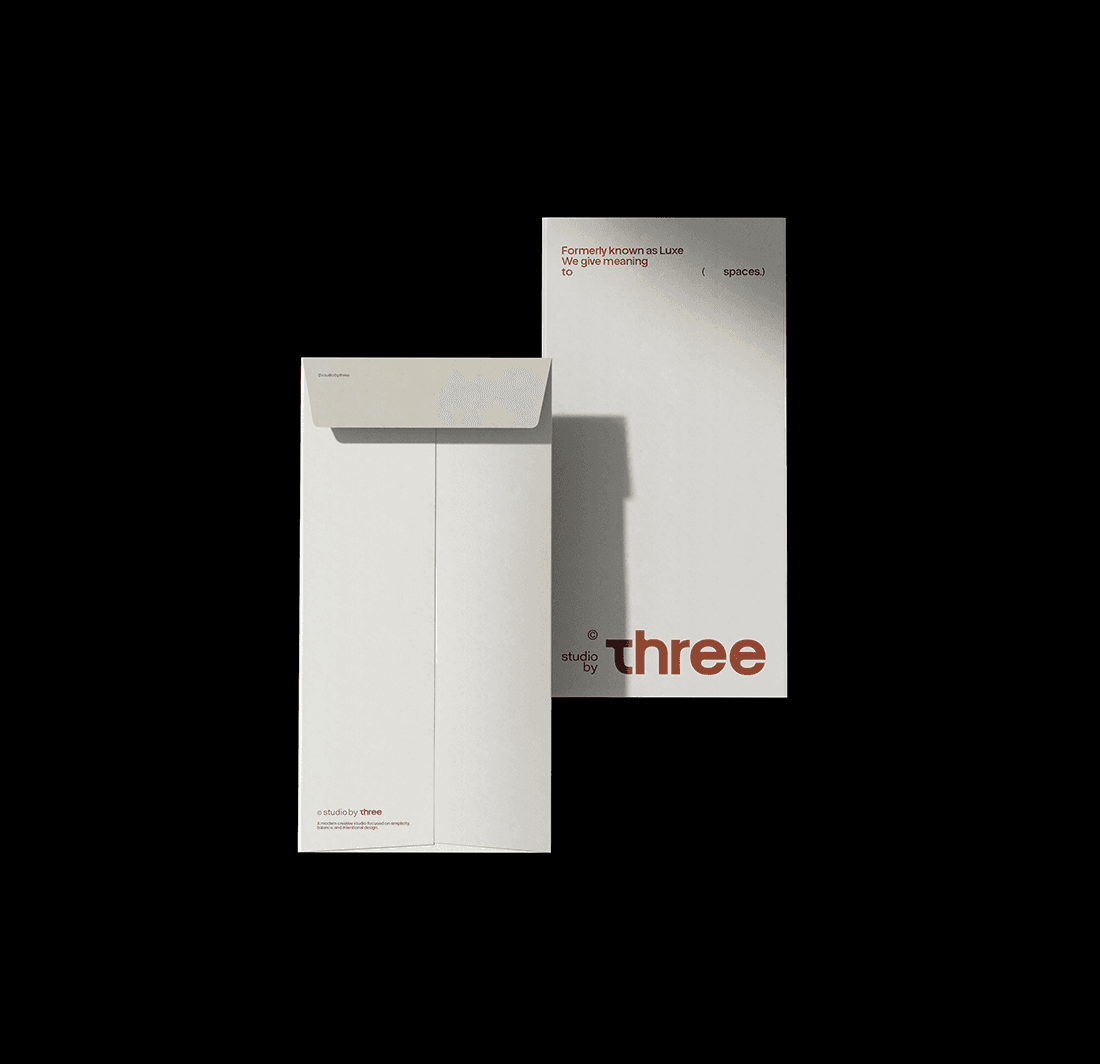 Studio by Three brand identity — architectural application mockup