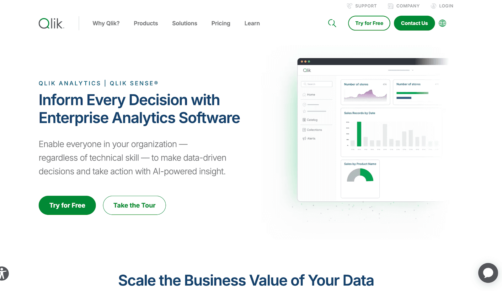 Qlik Sense Home page