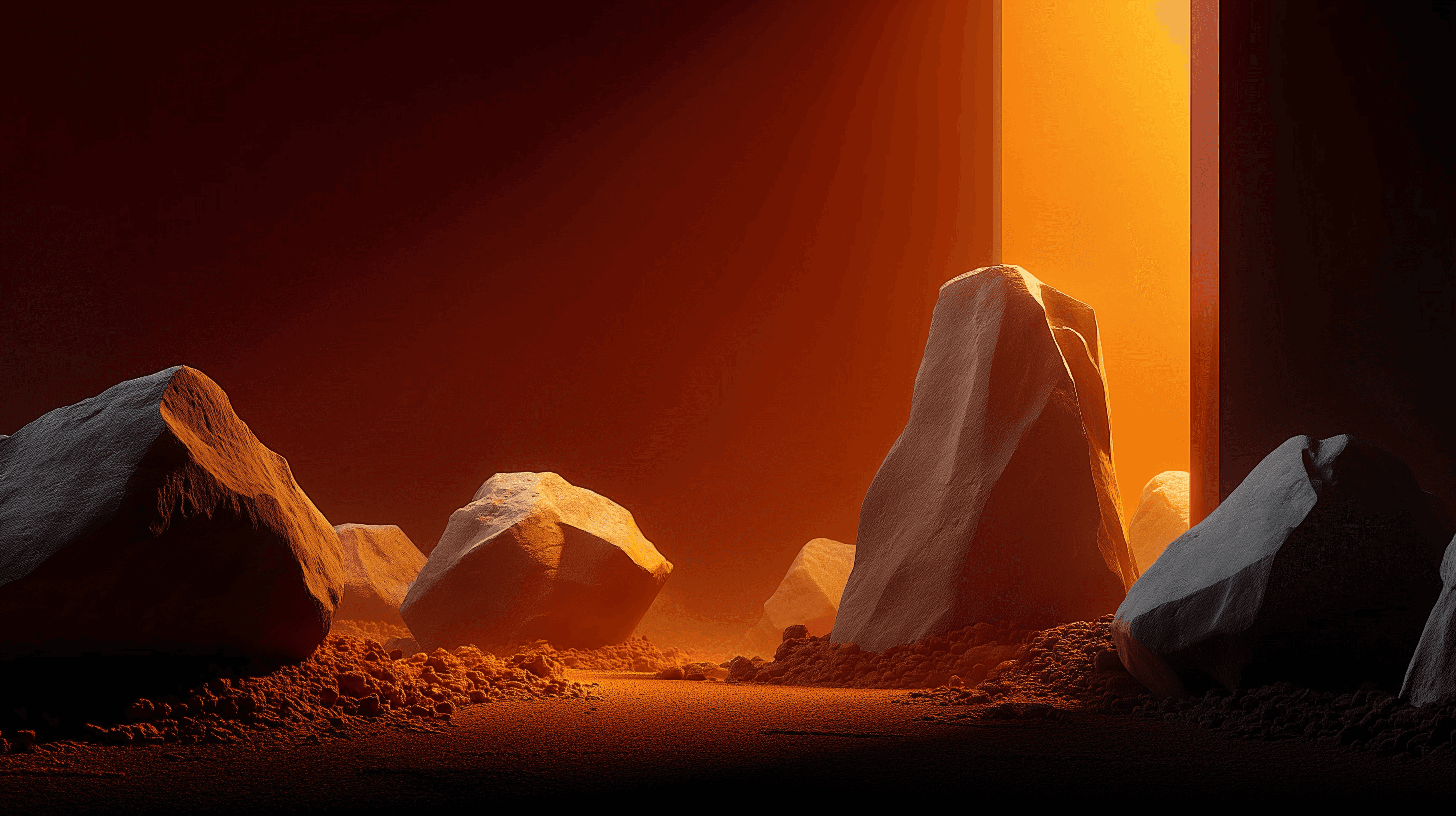 Orange red stones space background