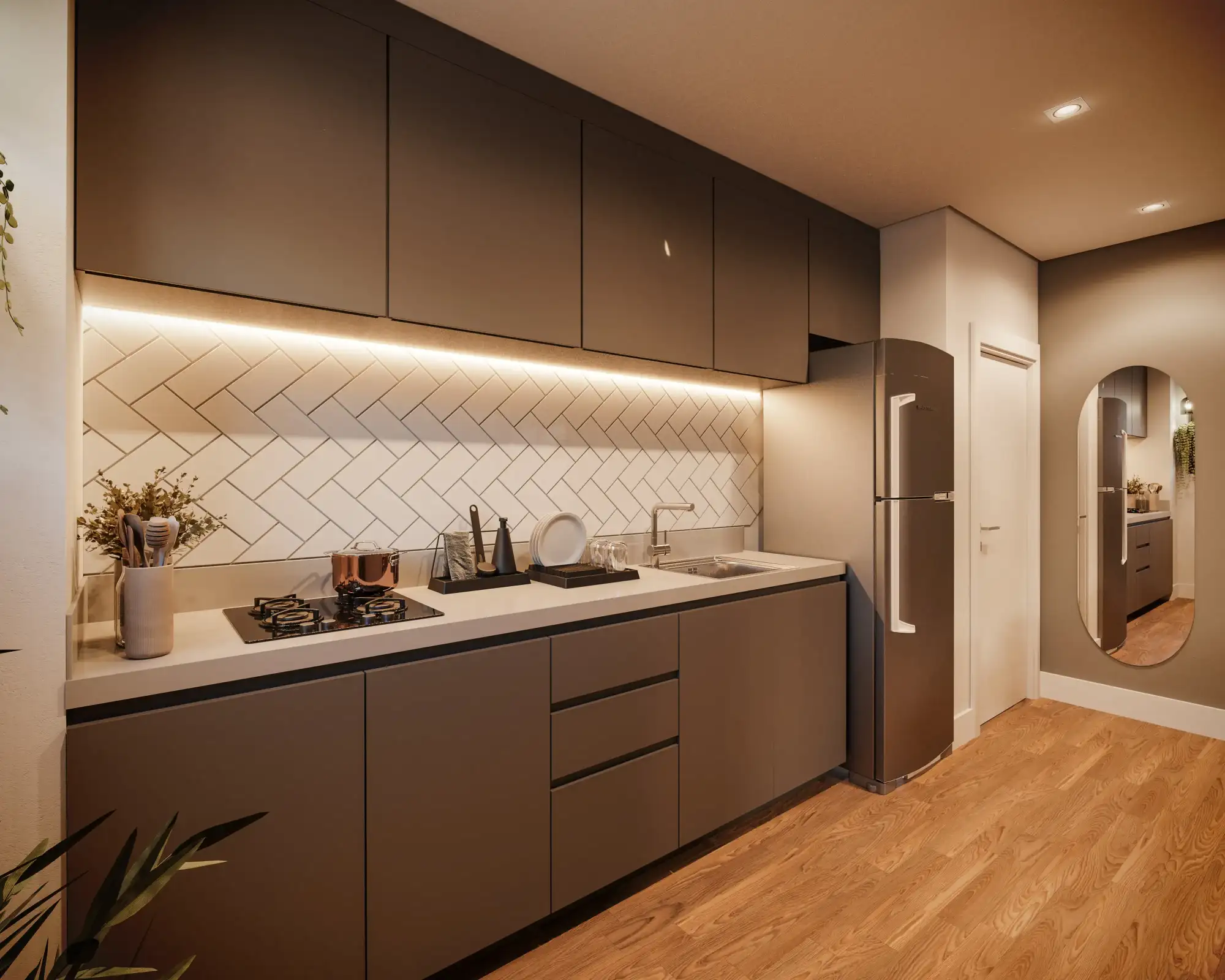 Cozinha living apartamento pleno urban santa cruz empreendimento