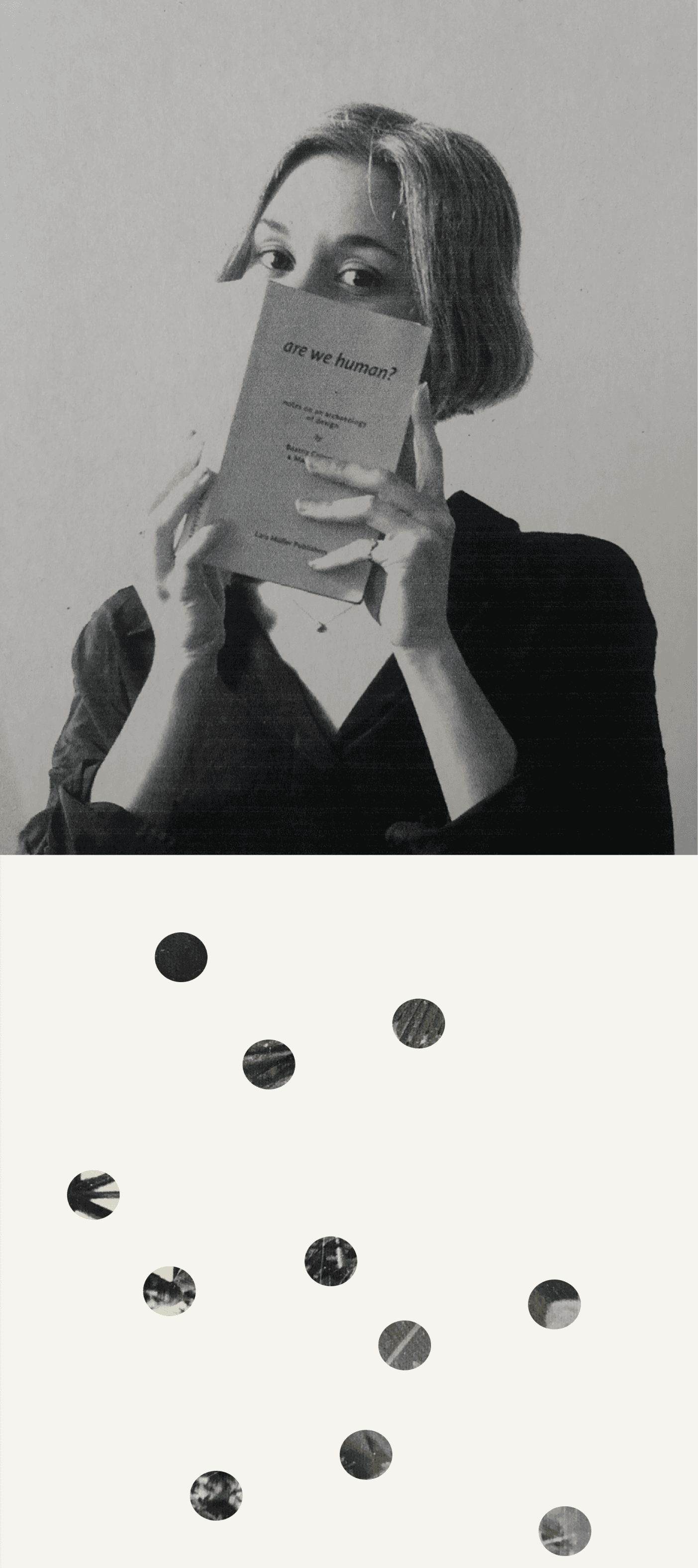 Image compose of 2 photographs, one showing a human the other one dots.