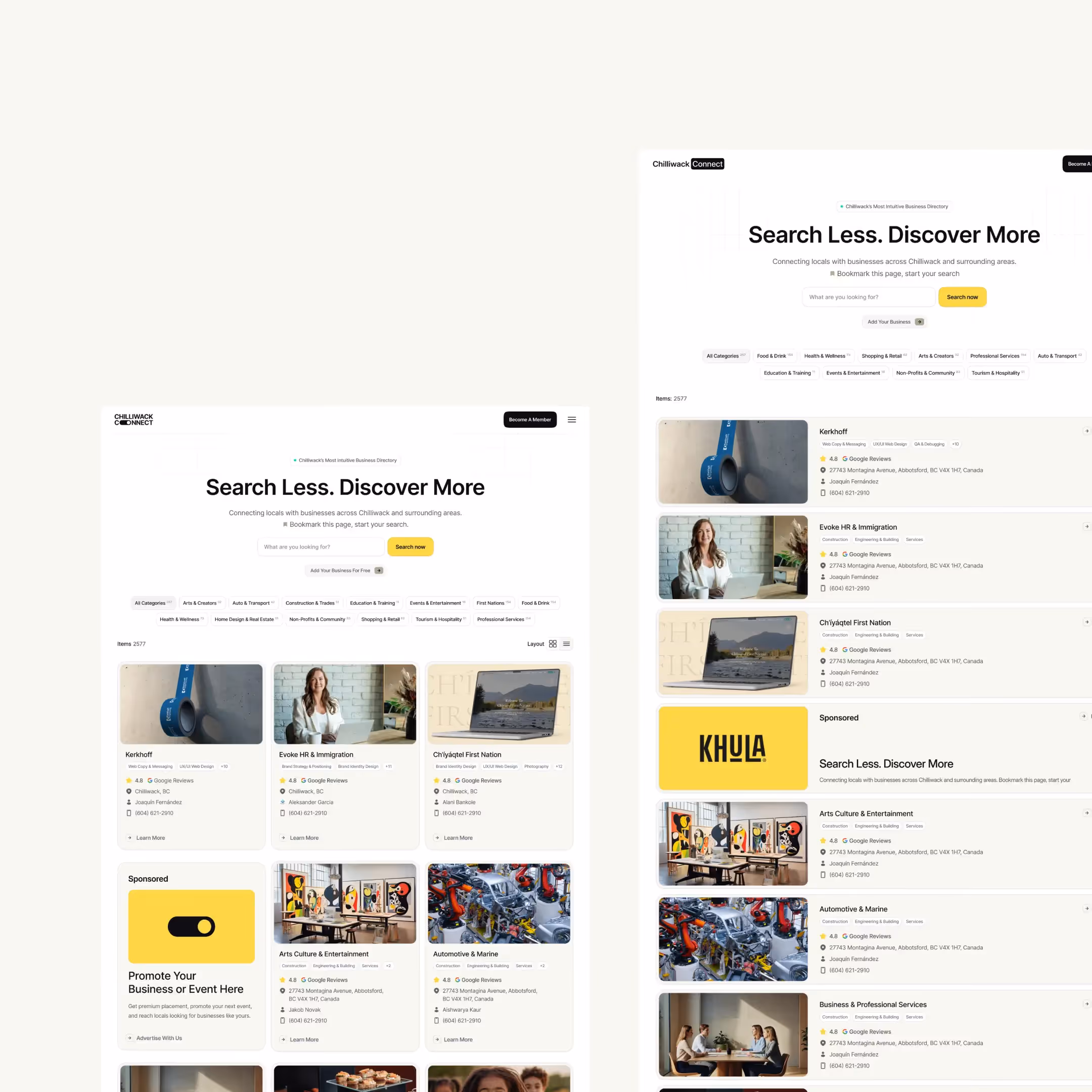 Chilliwack Connect customer journey and conversion messaging from the completed creative project