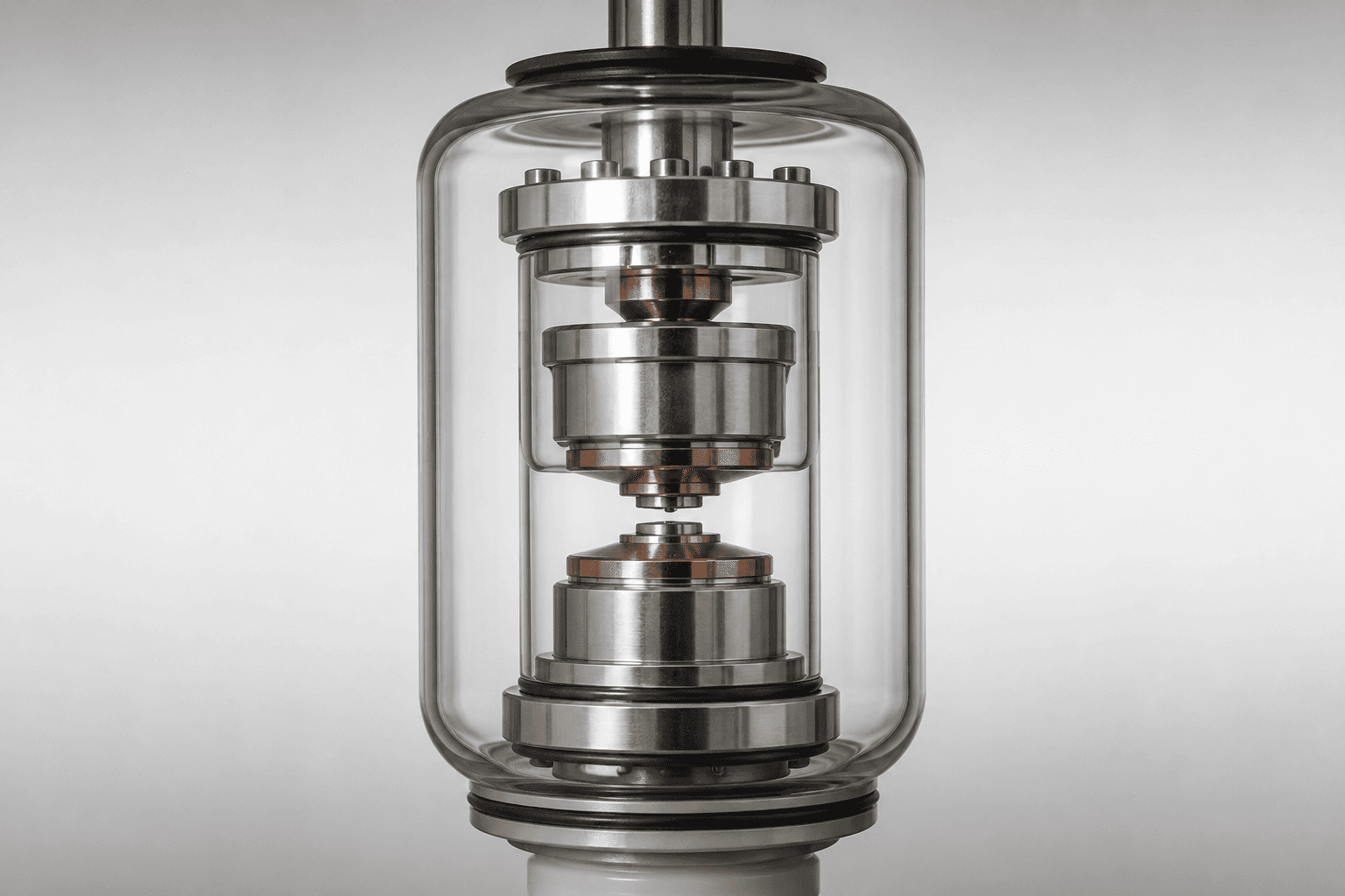 vacuum circuit breaker interrupter with contacts inside a sealed vacuum bottle