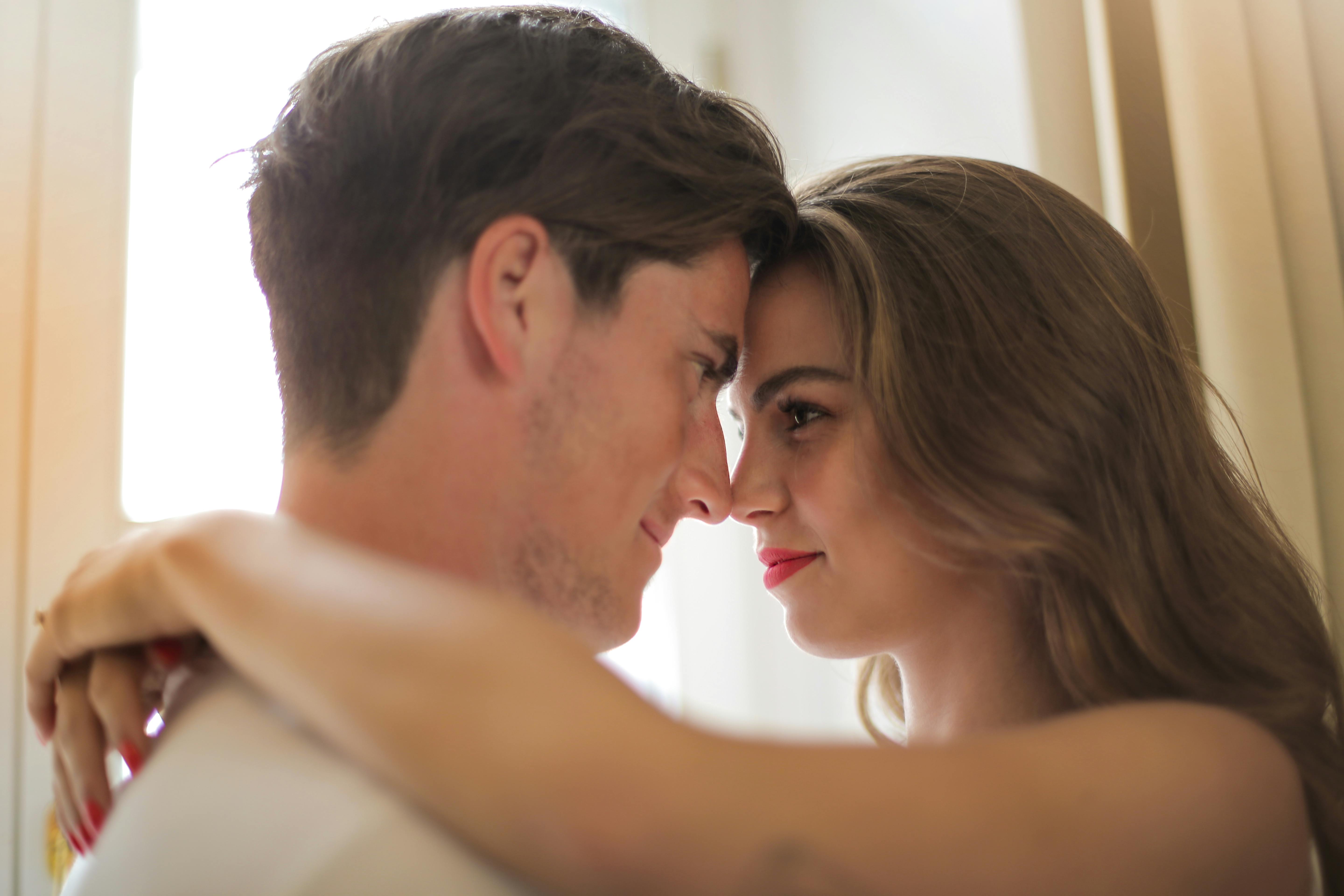 two lovers having eye contact