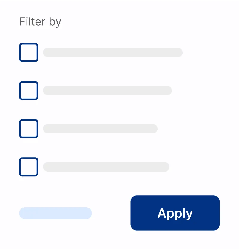 Example of a filter menu featured on the GPC website. The entire filtering design was recreated for this project.