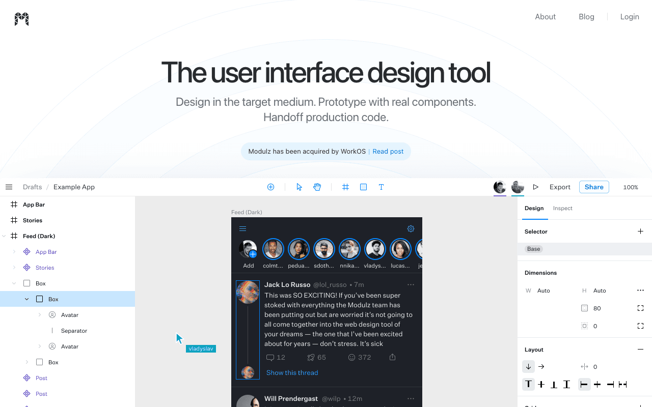 Modulz екранна снимка