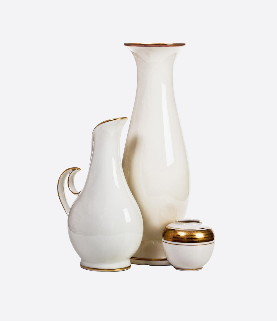 Three antique porcelain vases set