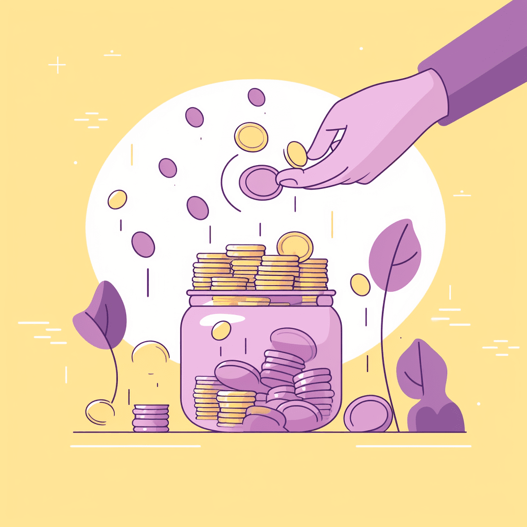 A jar being filled with coins.