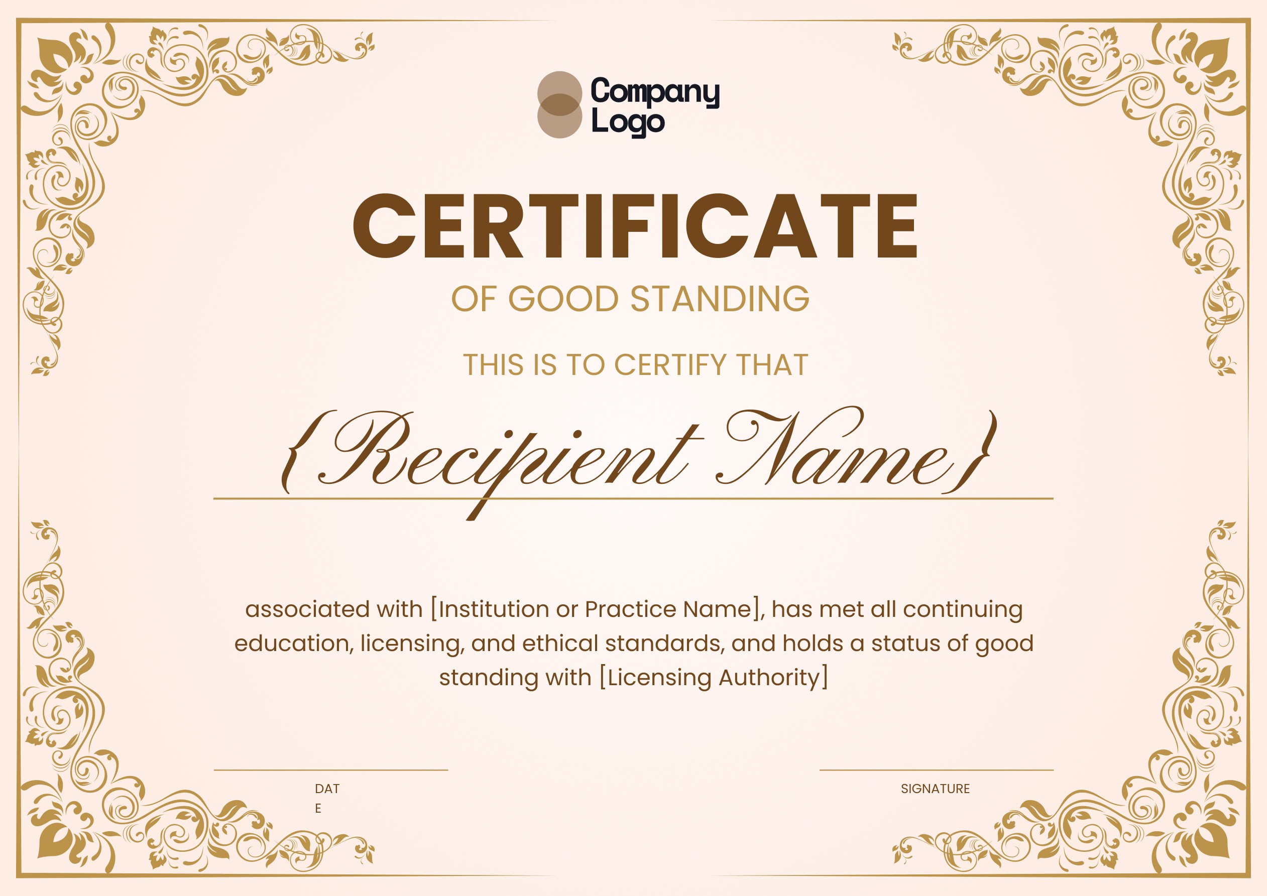 Wauld - Elegant and stylish certificate of good standing template