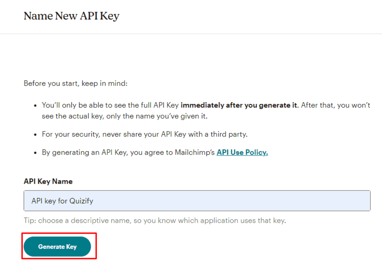 generate your API Key