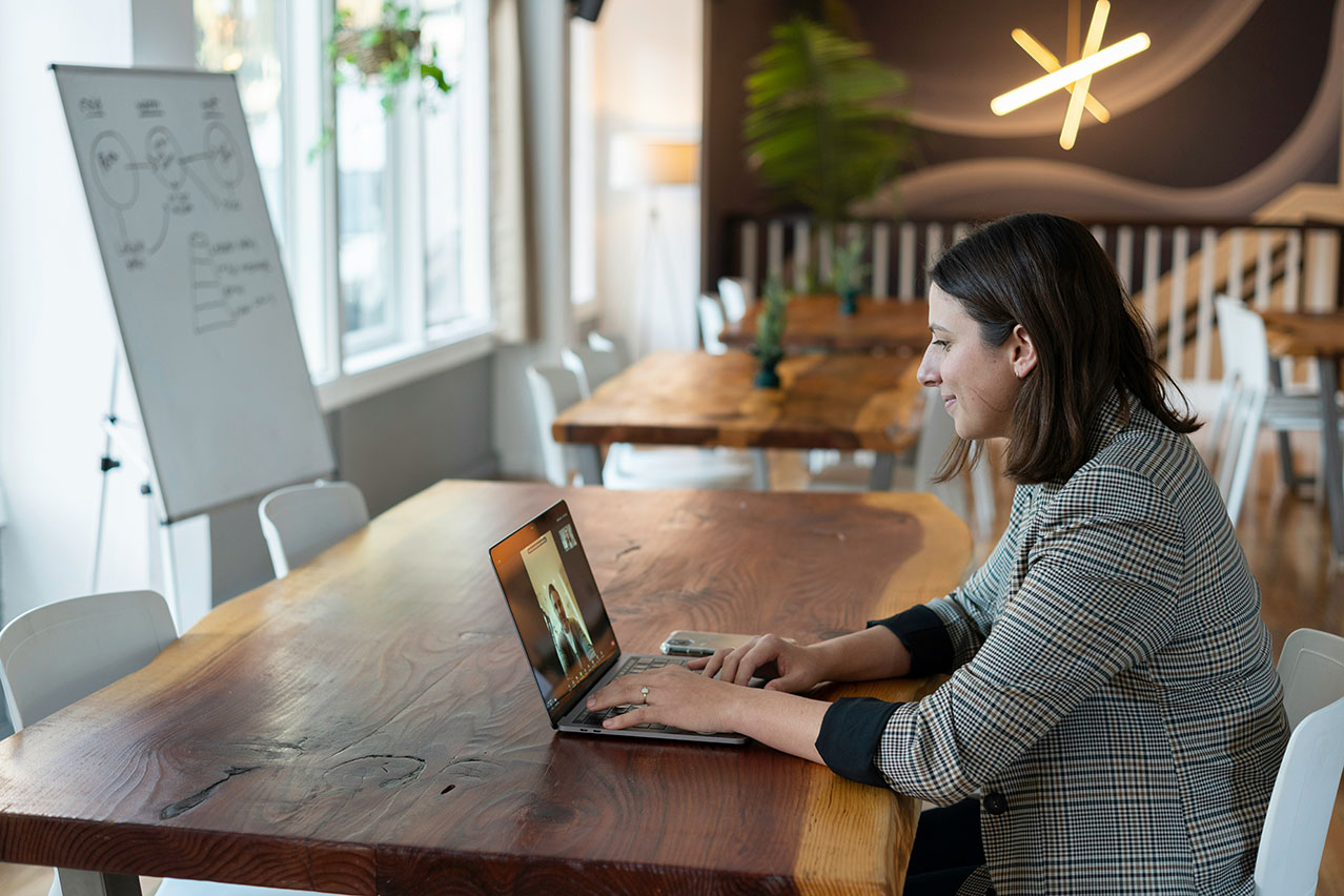 woman working on laptop for her small business