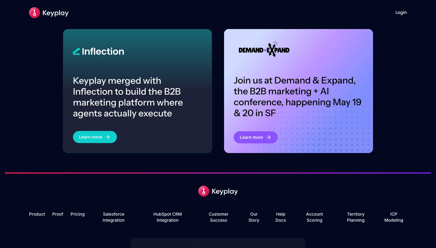 Keyplay homepage: account scoring and ICP targeting platform for B2B sales