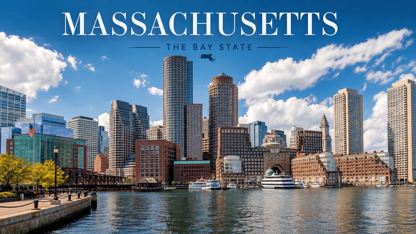 Boston skyline with historic architecture and modern buildings near the water