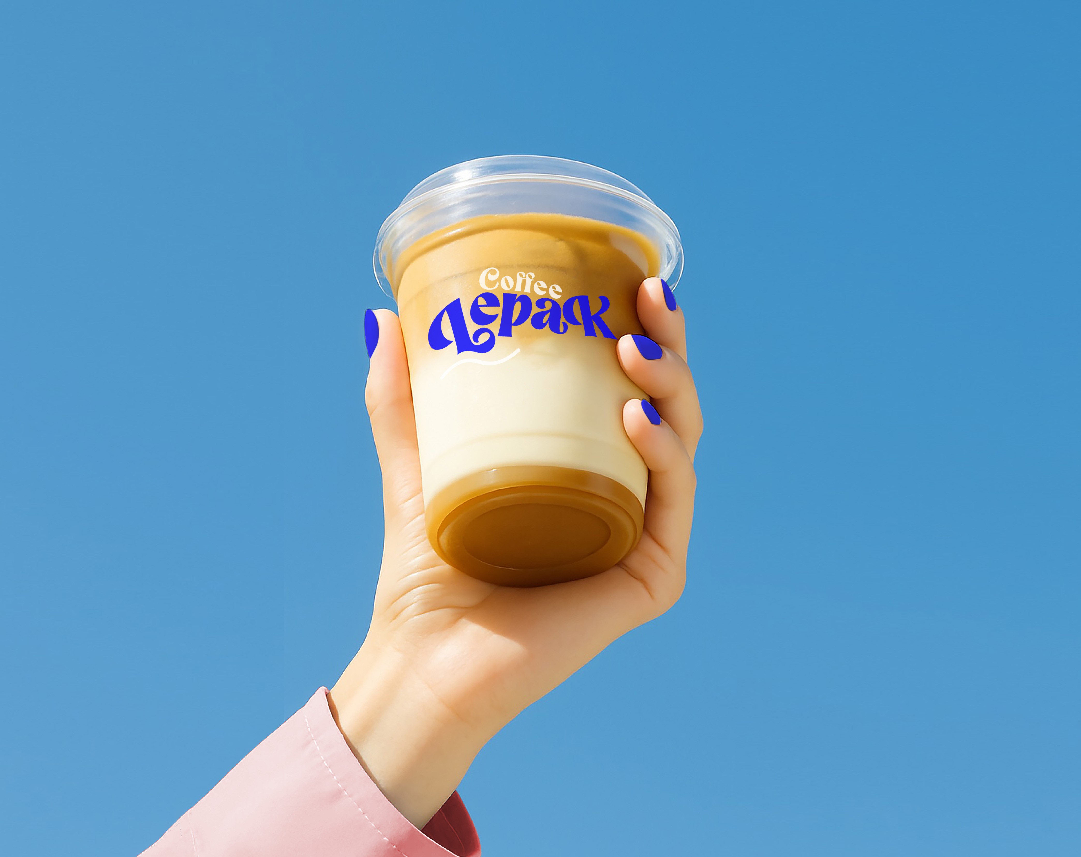 hand holding ice coffee cup