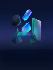 Person looking at floating geometric shapes
